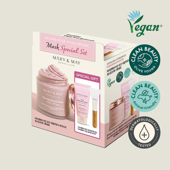 3q mary and may vegan rose hyaluronic mask special set 125g