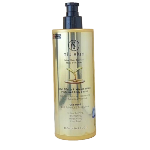niu skin total effects platinum white perfumed body lotion oud wood 480ml