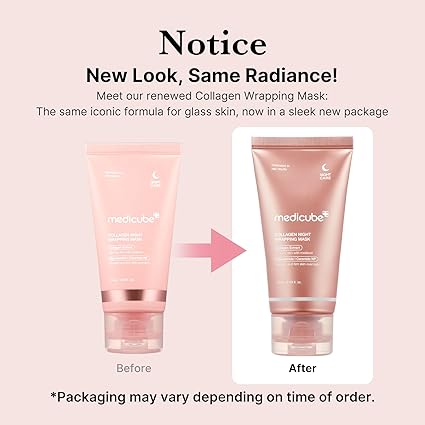 4AA medicube Collagen Overnight Wrapping Peel Off Facial Mask Pack - Elasticity & Hydration Care, Reduces Sagging & Dullness - Hydrolyzed Collagen For Glowing Skin - Korean Skin Care, 2.53 fl.oz 75ML
