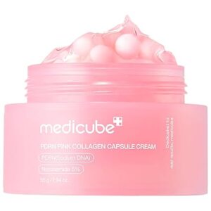medicube Salmon DNA PDRN Pink Collagen Capsule Cream, Face Moisturizer | Lightweight Moisturizing Cream | PDRN, Niacinamide for Uneven Skin Tone, Glow hydration | Korean Skin Care 1.94 oz 55G