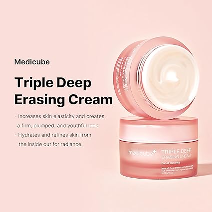 4PP medicube Triple Collagen Cream - Hydrating & Firming Moisturizer with Hyaluronic Acid, Premium Elastin, Shea Butter - Wrinkle Care & Boosts Elasticity - Korean Skincare, 1.69 oz 50ML