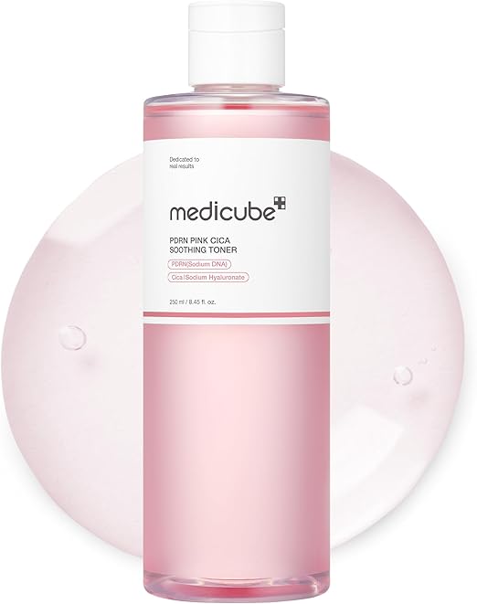 4S medicube Salmon DNA PDRN Pink CICA Soothing Toner I Pink Glow Toner for Skin Boosting, Soothing and Calming, Uneven Skin Tone, Peptide & Niacinamide, Korean Skin Care (250ml / 8.45 fl. oz.)