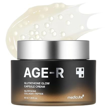 4j medicube AGE-R Glutathione Glow Capsule Facial Cream - Instant Lifting Moisturizer - Collagen Peptide For Hydrating Glow - Improve Blemishes, Uneven Skin Tone - Korean Skin Care 1.69 fl.oz 50ml
