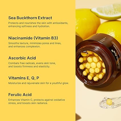 4kk medicube Deep Vitamin C Golden Capsule Face Moisturizer - Liposome Capsules For Wrinkles, Skin Radiance - Transparent Gel for Glow Hydration - Korean Skin Care 1.94 oz 55g