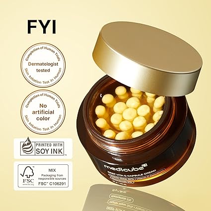 4kkk medicube Deep Vitamin C Golden Capsule Face Moisturizer - Liposome Capsules For Wrinkles, Skin Radiance - Transparent Gel for Glow Hydration - Korean Skin Care 1.94 oz 55g