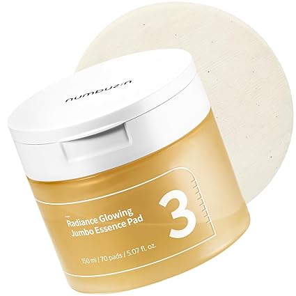 4n numbuzin No.3 Toner Pads | Radiance Glowing Jumbo Essence Pad | Clear Glass Skin, Texture Care | Biodegradable Vegan Pads, Fermented Ingredients, Niacinamide | 70 pads/5.07 fl. oz. 150ml
