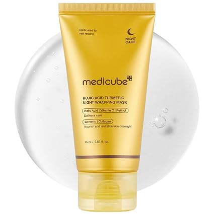 4v medicube Kojic Acid Turmeric Overnight Wrapping Peel Off Mask – Brightens & Defends Against Skin Stress for a Clear, Glowing Complexion, Korean Skincare, 2.53 fl. oz. 75ml