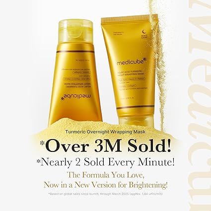4vv medicube Kojic Acid Turmeric Overnight Wrapping Peel Off Mask – Brightens & Defends Against Skin Stress for a Clear, Glowing Complexion, Korean Skincare, 2.53 fl. oz. 75ml