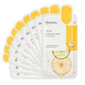 Mediheal Best Korean Sheet Mask - Vita Essential Face Mask 10 Sheets Vitamin Mask For All Skin Types Smoothing Tightening Toning Up Brightening