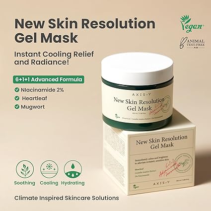 AXIS-Y New Skin Resolution Gel Mask Mugwort with 2% Niacinamide - Spot Treatment for Face, Barrier Repair & Brightening - Vegan Korean Skin Care Face Mask - 100ML  3.38 fl. oz.