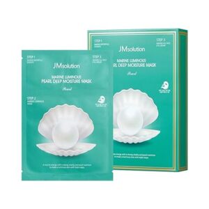 JM Solution Marine Luminous Pearl Deep Moisture 3 Step Skin Care Face Mask - Korean Skincare Facial Mask - boosting Brightening Moisturizing-5 Sheets for Dry Skin