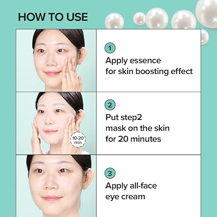 JM Solution Marine Luminous Pearl Deep Moisture 3 Step Skin Care Face Mask - Korean Skincare Facial Mask - boosting Brightening Moisturizing-5 Sheets for Dry Skin