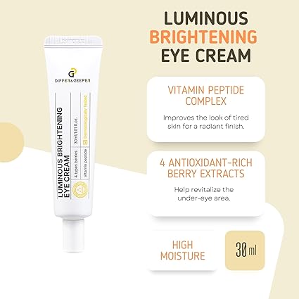 Differ & Deeper Luminous Brightening Eye Cream – Eye Moisturizer for Dullness, Dark Circles & Radiant-Looking Skin | K-Beauty Skincare (30ml)
