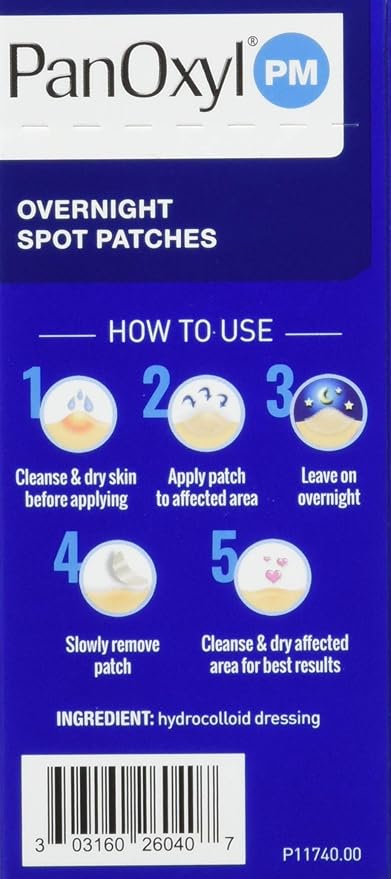 PanOxyl Pm Overnight Spot Patches With Advanced Hydrocolloid Healing Technology, 40 Count (Pack of 4)