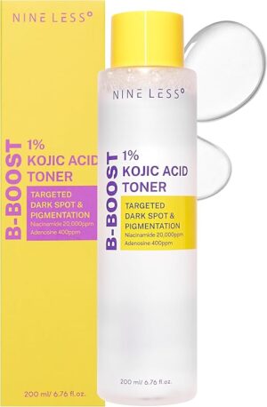 B-Boost 1% Kojic Acid Toner with 2% Niacinamide for Dark Spot Correction - Korean Skincare for All Skin Types - Formula with Adenosine & Probiotics - 6.76 fl. oz.
