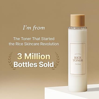 I'm from Rice Toner for Sensitive Skin, Rice Extract from Korea, Glow Essence with Niacinamide, Hydrating, Vegan, Alcohol Free, Fragrance Free, Peta Approved, K Beauty Toner, 5.07 Fl Oz