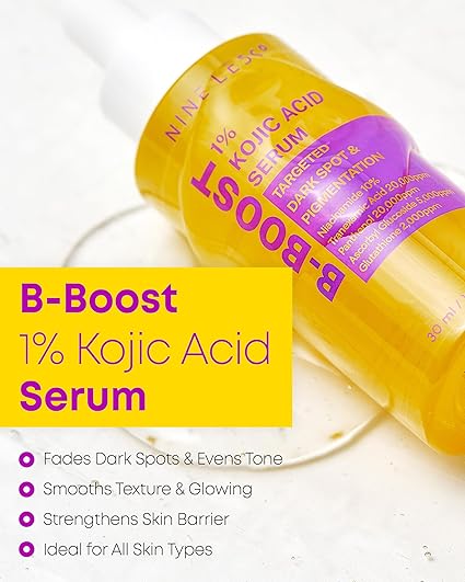 B-Boost 1% Kojic Acid Serum with 10% Niacinamide 2% Tranexamic Acid for Hyperpigmentation Dark Spots - Korean Skincare Peptide Complex - Brightening Skin, Barrier Repair for All Skin Types