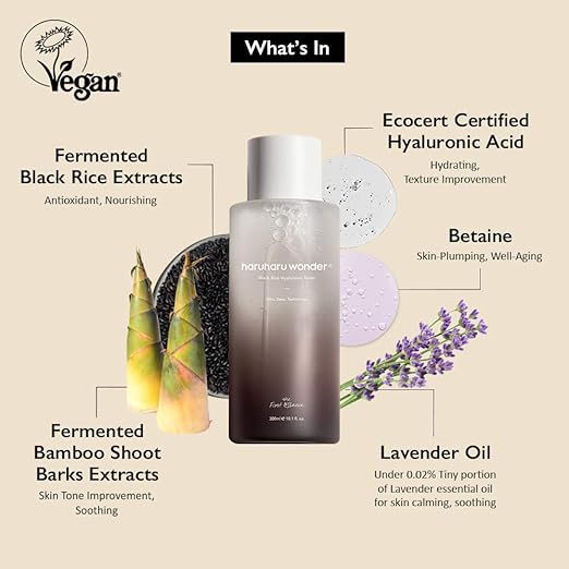 C33 Haruharu Wonder Black Rice Hyaluronic Toner 10.1 fl.oz / 300ml | Face Moisturizer, Facial Toner for All Skin Types | Vegan, Cruelty Free, EWG-Green