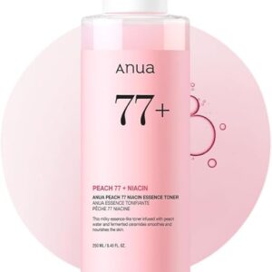 Anua Peach 77 Niacin Essence Toner 250ml / Brightening Toner for Face, Niacinamide, Panthenol, Ceramides, Facial Toner for Glass Skin, Korean Skin Care (8.45 fl.oz.)