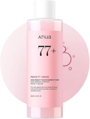 Anua Peach 77 Niacin Essence Toner 250ml / Brightening Toner for Face, Niacinamide, Panthenol, Ceramides, Facial Toner for Glass Skin, Korean Skin Care (8.45 fl.oz.)