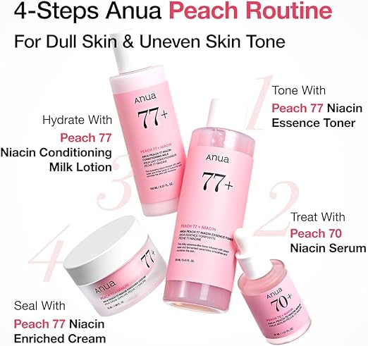 Anua Peach 77 Niacin Essence Toner 250ml / Brightening Toner for Face, Niacinamide, Panthenol, Ceramides, Facial Toner for Glass Skin, Korean Skin Care (8.45 fl.oz.)