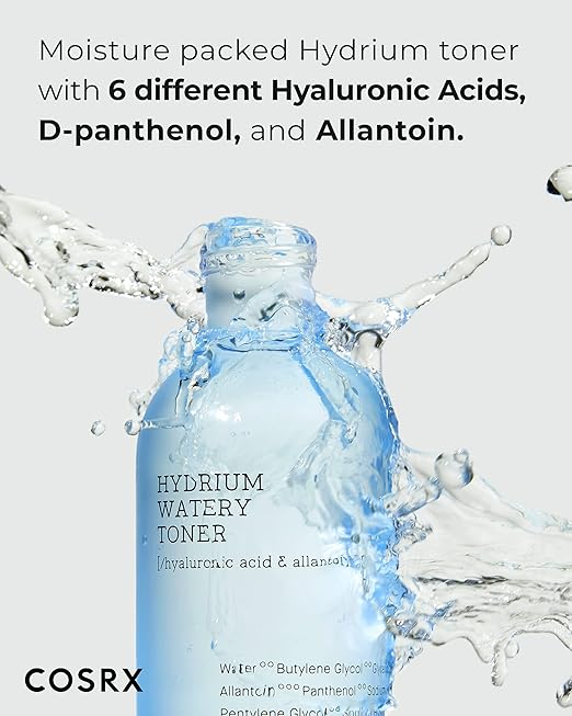 H22 COSRX Hydrium Watery Toner, 150ml / 5.07 fl.oz | Hyaluronic Acid Moisturizing Korean Toner | Hyaluronic Acid, Allantoin, Panthenol | Korean Skin Care, Not Tested on Animals, Paraben Free