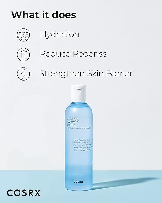 H222 COSRX Hydrium Watery Toner, 150ml / 5.07 fl.oz | Hyaluronic Acid Moisturizing Korean Toner | Hyaluronic Acid, Allantoin, Panthenol | Korean Skin Care, Not Tested on Animals, Paraben Free