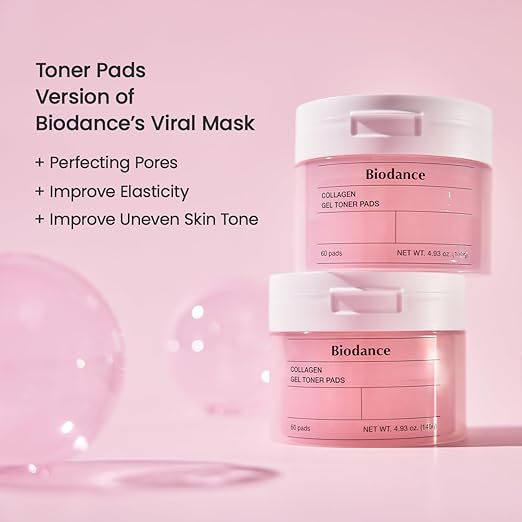 J33 Biodance Collagen Gel Toner Pads, Pore Minimizer for Face, Improving Elasticity, Gentle Exfoliating Korean Toner Pads for Sensitive Skin, 4.93 fl.oz.(140g)*60Pads