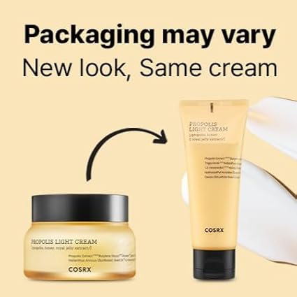 K22 COSRX Full Fit Propolis Light Cream, 2.19 Fl.oz / 65ml, Propolis 64.5%, Hydrating Daily Day and Night Moisturiser, Korean Skin Care, Not Tested on Animals, Paraben Free