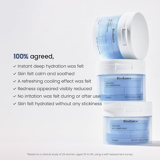 K333 Biodance Cera-nol Gel Toner Pads | Hydrating, Soothing Korean Toner Pads for Sensitive Skin | 4.93 fl.oz.(140g), 60Pads