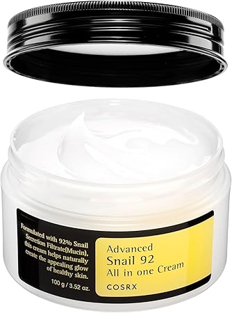 L2 COSRX Snail Mucin 92% Face Moisturizer, 3.52 Oz, Lightweight Moisturing Cream for Soft, Glowy Skin, Korean Skin Care, Korean Moisturizer Face Cream