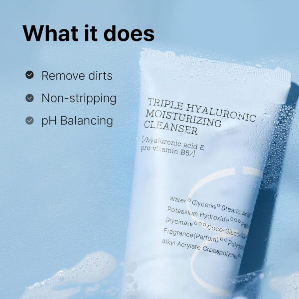 COSRX Hydrium Triple Hyaluronic Moisturizing Cleanser 5.07 fl.oz / 150ml | Daily Cleanser for Dry Skin with Hyaluronic Acid & Vitamin B | Animal Testing Free, Paraben Free, Korean Skin Care