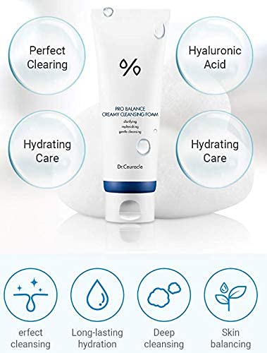 Dr.Ceuracle by leegeehaam Pro Balance Creamy Deep Cleansing Foam (150 ml / 5.07 fl. oz.) - Korean Daily Hydrating Facial Wash with 6 Probiotics for Oil & Moisture Balance
