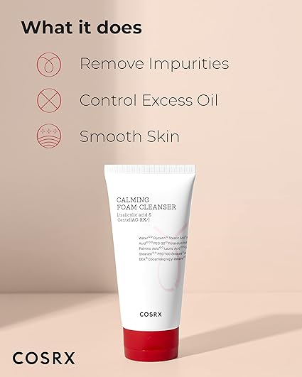 V22 COSRX AC Collection Calming Foam Cleanser, 150ml / 5.07 fl.oz | Salicylic Acid Acne Cleanser | Animal Testing Free, Paraben Free, Korean
