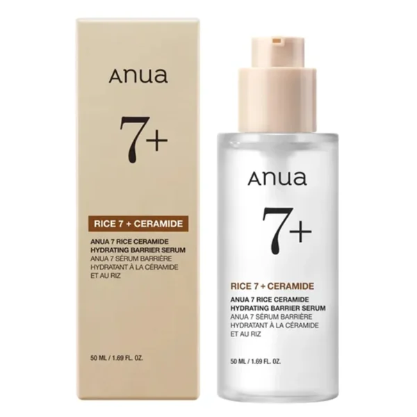 NUA RICE CERAMIDE 7 HYDRATING BARRIER SERUM, Brightening, Hydrating Serum for Face, Rice, Hyaluronic Acid, Niacinamide, Fragrance-free, Non comodogenic, Glass Skin, Korean Skin Care, 50ml/1.69fl.oz.
