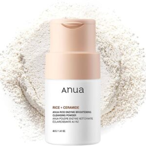 Anua Rice Enzyme Brightening Cleansing Powder, Rice Mask, Ceramide, Gentle Face Wash For Brightening, Radiant Skin, Facial Cleanser For Dry Skin, Korean Skincare, Fragrance Free, 40G/1.41Fl.oz.
