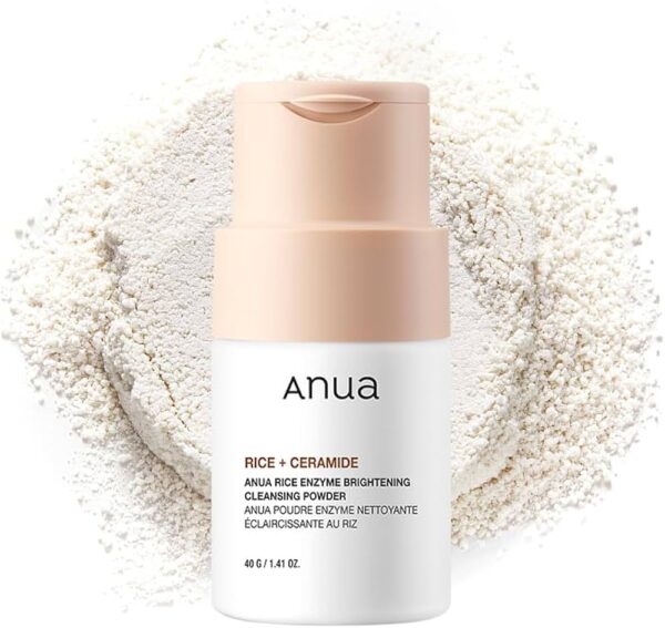 ANUA RICE ENZYME BRIGHTENING CLEANSING POWDER, Rice Mask, Ceramide, Gentle Face Wash for Brightening, Radiant Skin, Facial Cleanser for Dry Skin, Korean Skincare, Fragrance Free, 40g/1.41fl.oz.