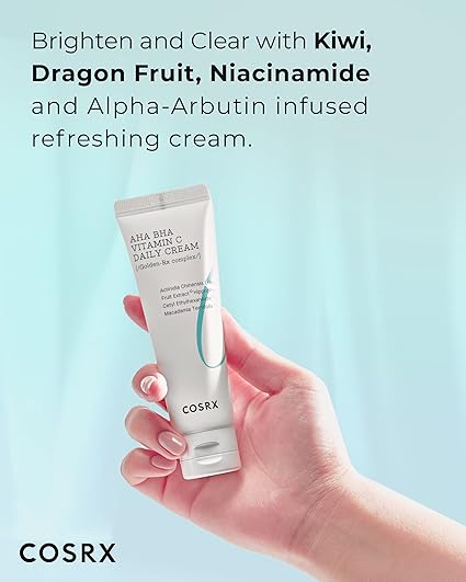 d22 COSRX AHA BHA VITAMIN C Daily Cream 1.69 fl. oz 50 ml, Face Cream, Anti Aging, Plumping Skin, Natural, Fruit, Korean Skin Care