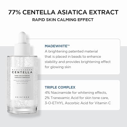 SKIN1004 Madagascar Centella Tone Brightening Capsule Ampoule 3.38 fl.oz(100ml) | Calming Moisturizing Brightening | Sensitive Skin