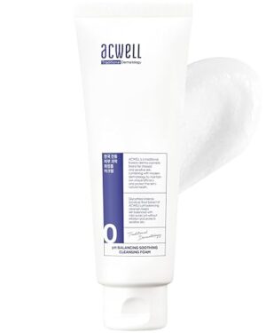 ACWELL pH Balancing Soothing Exfoliating Cleansing Foam 5.1 fl.oz. - AHA BHA PHA Exfoliating and Calming Facial Cleanser for Sensitive Skin, pH 5.5, Calms Acne and Blemishes, Moisturizing Bubble Foam