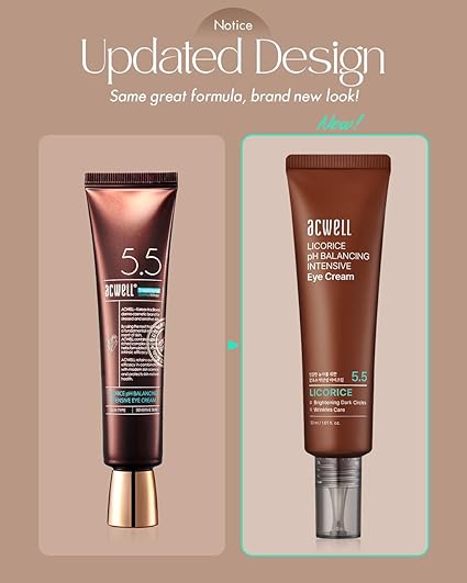 ACWELL Licorice pH Balancing Intensive Anti-Wrinkle Eye Cream 1.01 fl.oz. -For Dark Circles and Puffiness with Peptides and Licorice Water, Anti-aging Face Cream for Men and Women
