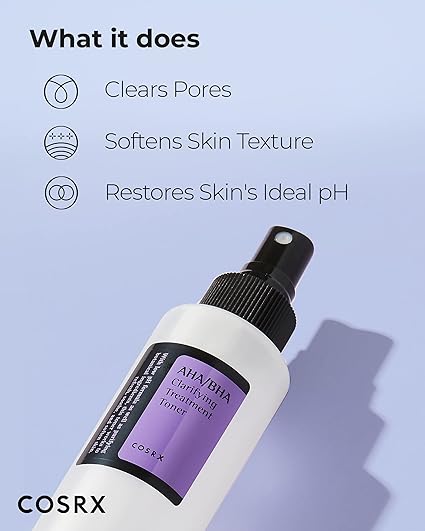 i222 COSRX AHA/BHA Treatment Toner 5.07 fl.oz/ 150ml, Facial Exfoliating Spray for Whiteheads, Pores, & Uneven Skin, Korean Toner, Not Tested on Animals, No Parabens, No Sulfates, Korean Skin Care