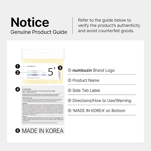 numbuzin No.5 Toner Pads | Vitamin-Niacinamide Concentrated Pad | Double-Sided | Glutathione, Niacinamide, PHA & LHA | Exfoliation, Hyperpigmentation Care | 70 Pads/180 ml