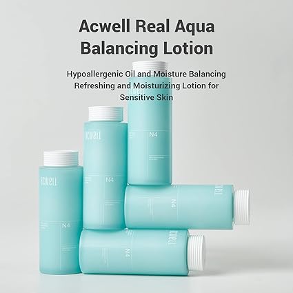 ACWELL Real Aqua Balancing Hydrating and Soothing Face Lotion 4.7 fl.oz. - Sebum Control and pH Balancing for Oily and Sensitive Skin, Calms Acne and Blemishes