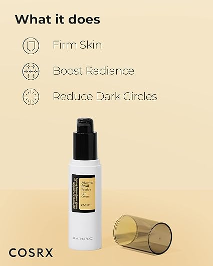 p222 COSRX Snail Mucin Peptide Under Eye Cream, 0.84 fl oz, 73.7% Snail Mucin and Niacinamide, Eye Care, Eye Cream Anti Aging, Dark Circles, Korean Skin Care