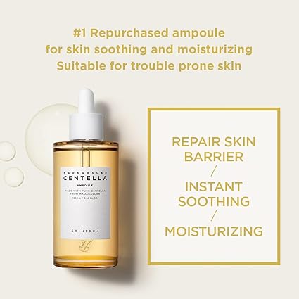 SKIN1004 Madagascar Centella Asiatica Ampoule Facial Serum 1.01 fl.oz(30ml) | 100% Centella Asiatica Extract for Soothing Sensitive and Acne-prone Skin