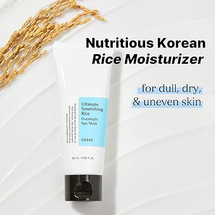 r222 COSRX Ultimate Nourishing Rice Overnight Spa Mask, 60ml / 2.02 fl.oz | Rice Extract 68% and Niacinamide 2%, Korean Skin Care, Animal Testing Free, Paraben Free
