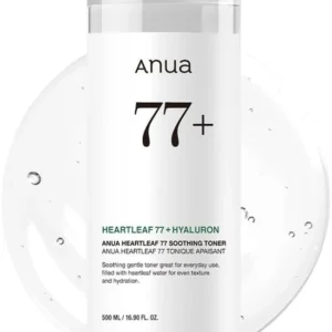 Anua Heartleaf 77 Soothing Toner I Ph 5.5 Trouble Care, Calming Skin, Refreshing, Hydrating, Purifying, Cruelty Free, Vegan,(500Ml / 16.90 Fl.oz.)