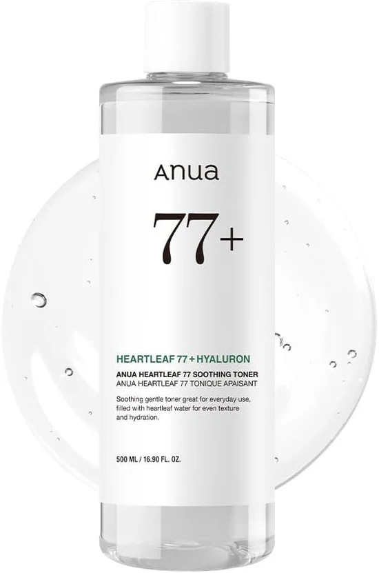 Anua Heartleaf 77 Soothing Toner I pH 5.5 Trouble Care, Calming Skin, Refreshing, Hydrating, Purifying, Cruelty Free, Vegan,(500ml / 16.90 fl.oz.)