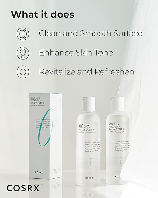 s222 COSRX ABC Daily Toner, Korean Toner for Day & Night with AHA, BHA, & Vitamin C, Refreshing Exfoliating Toner for Clean Radiant Skin, Korean Skin Care, 150ml, 5.07 fl.oz